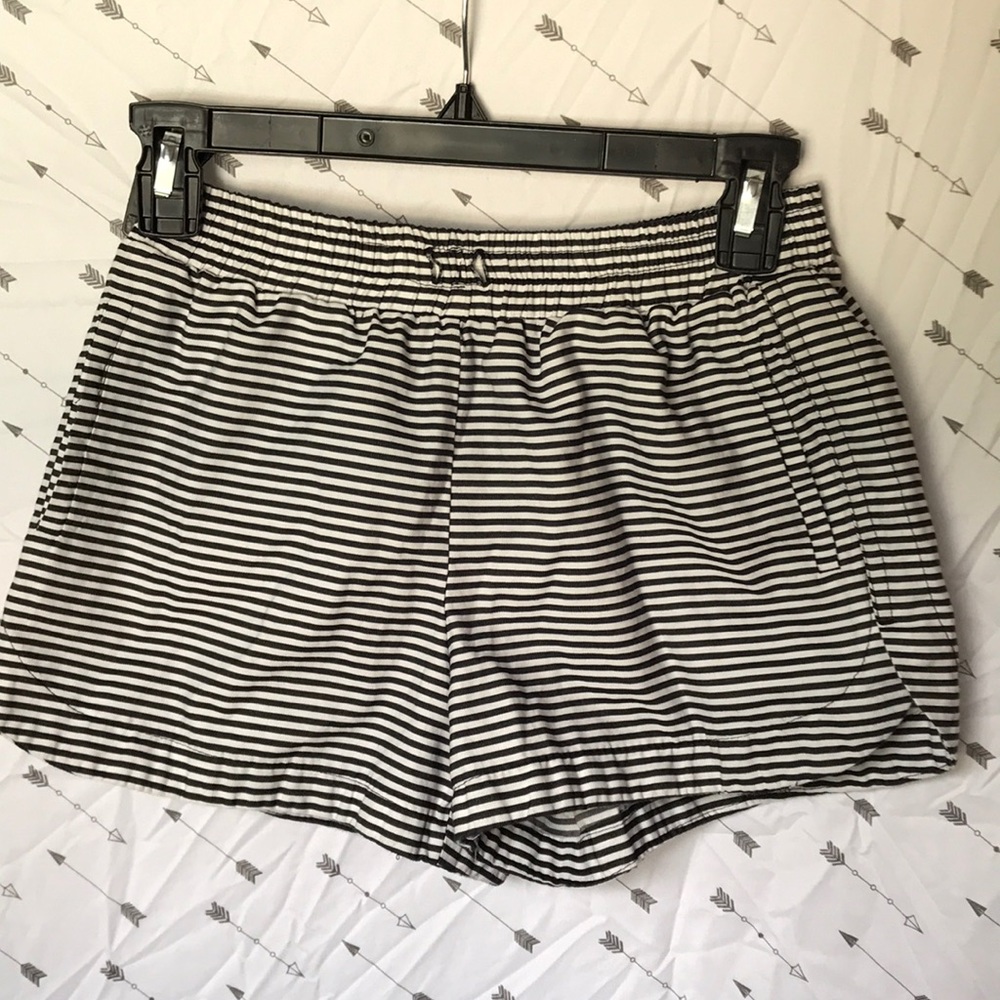 Black White Pencil Stripe Shorts